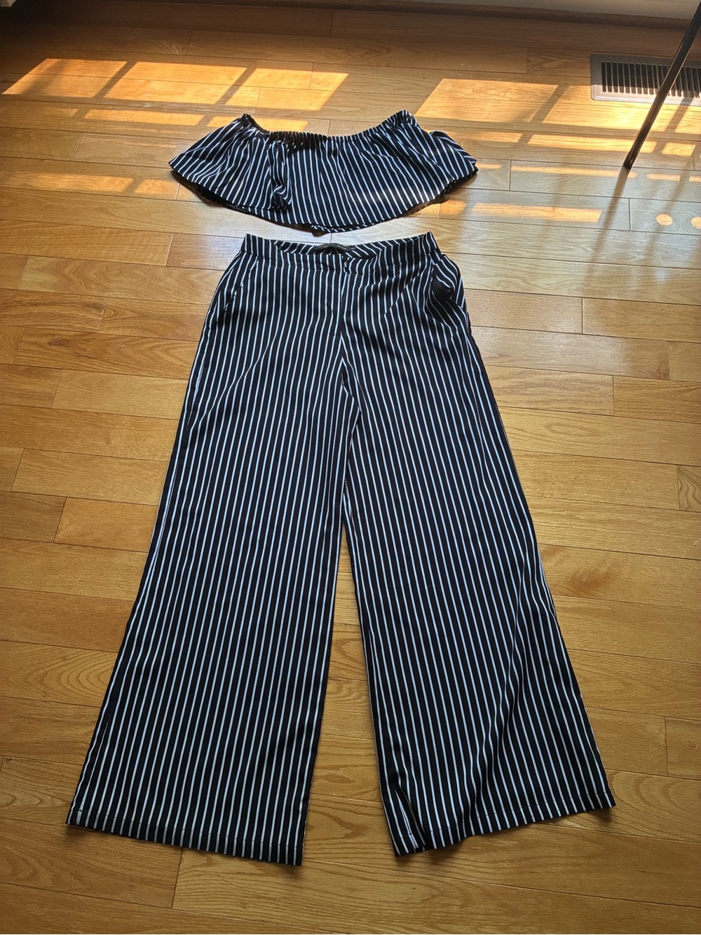 House of Harlow 1960 Black and White Vertical-Stripe Wide Leg Pants